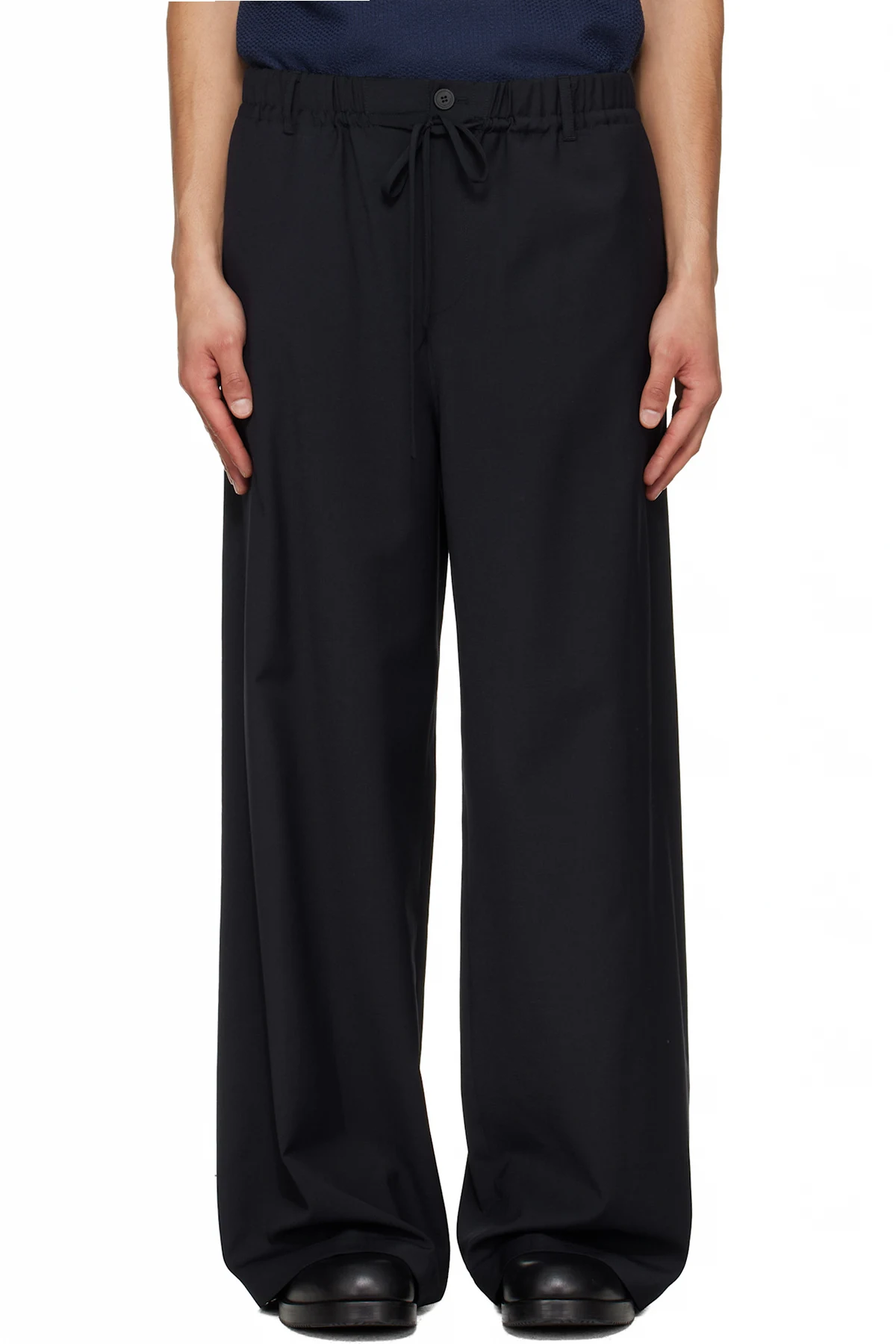 Navy Elasticized Wide Trousers