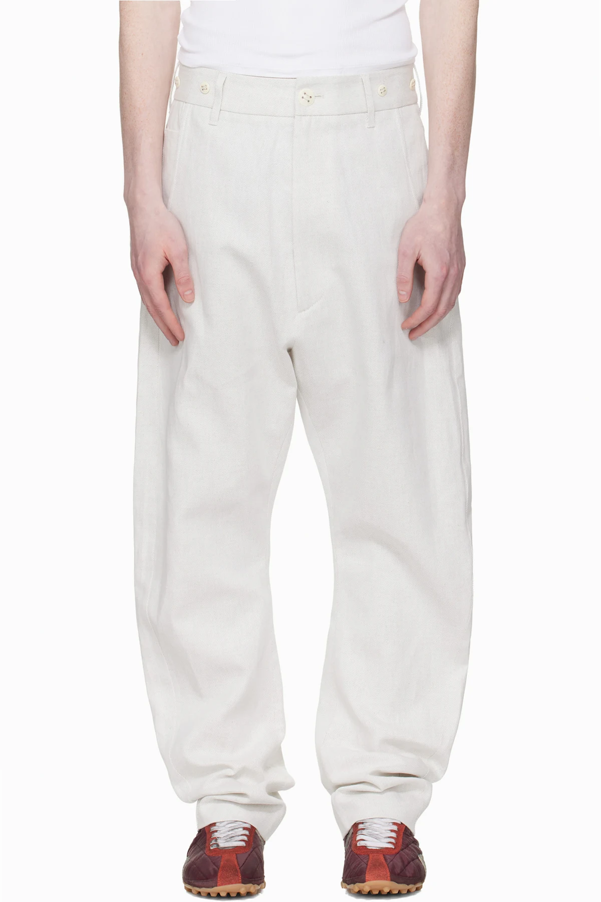 Gray Buckle Back Trousers