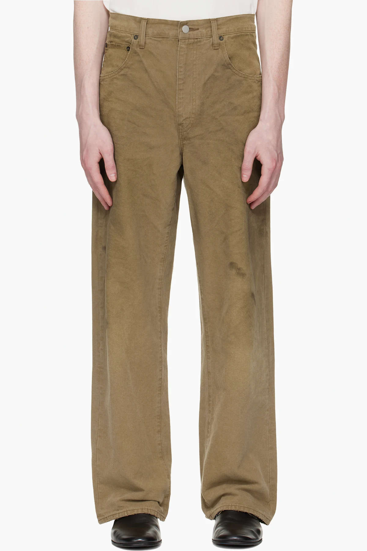 Khaki Sulfur Dyed Oxford Vintage Wide Trousers