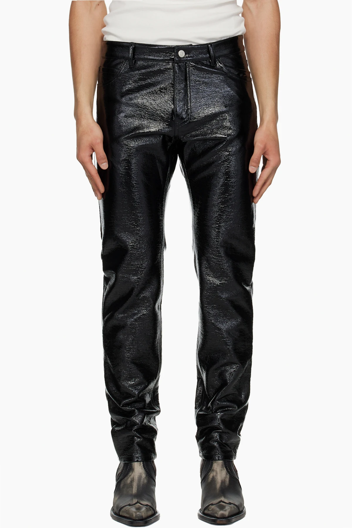 Black 5-Pocket Vinyl Reedition Trousers