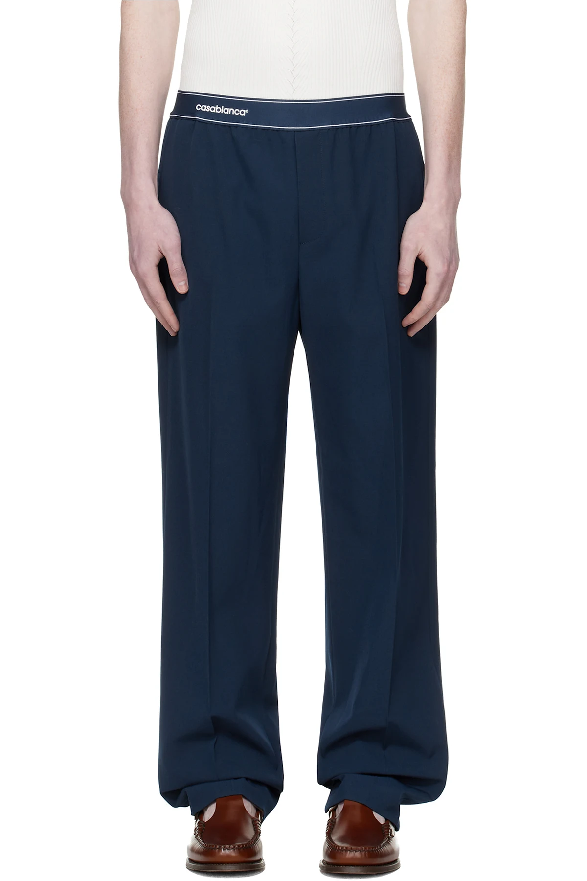 Navy Wool Sports Trousers