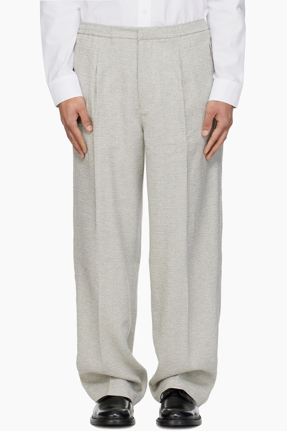 Gray Relaxed Fit Slub Weave Trousers
