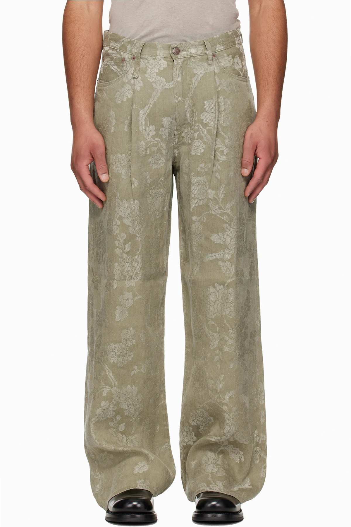 Khaki Damon Pleated Trousers