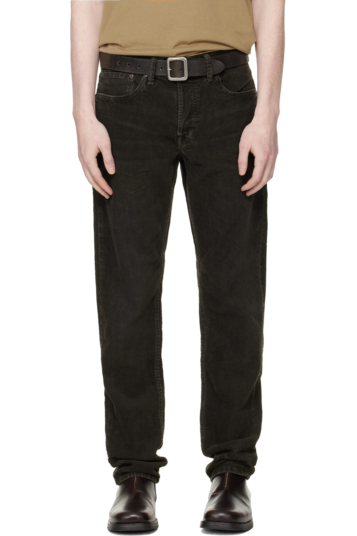 Black Slim Fit Corduroy Trousers