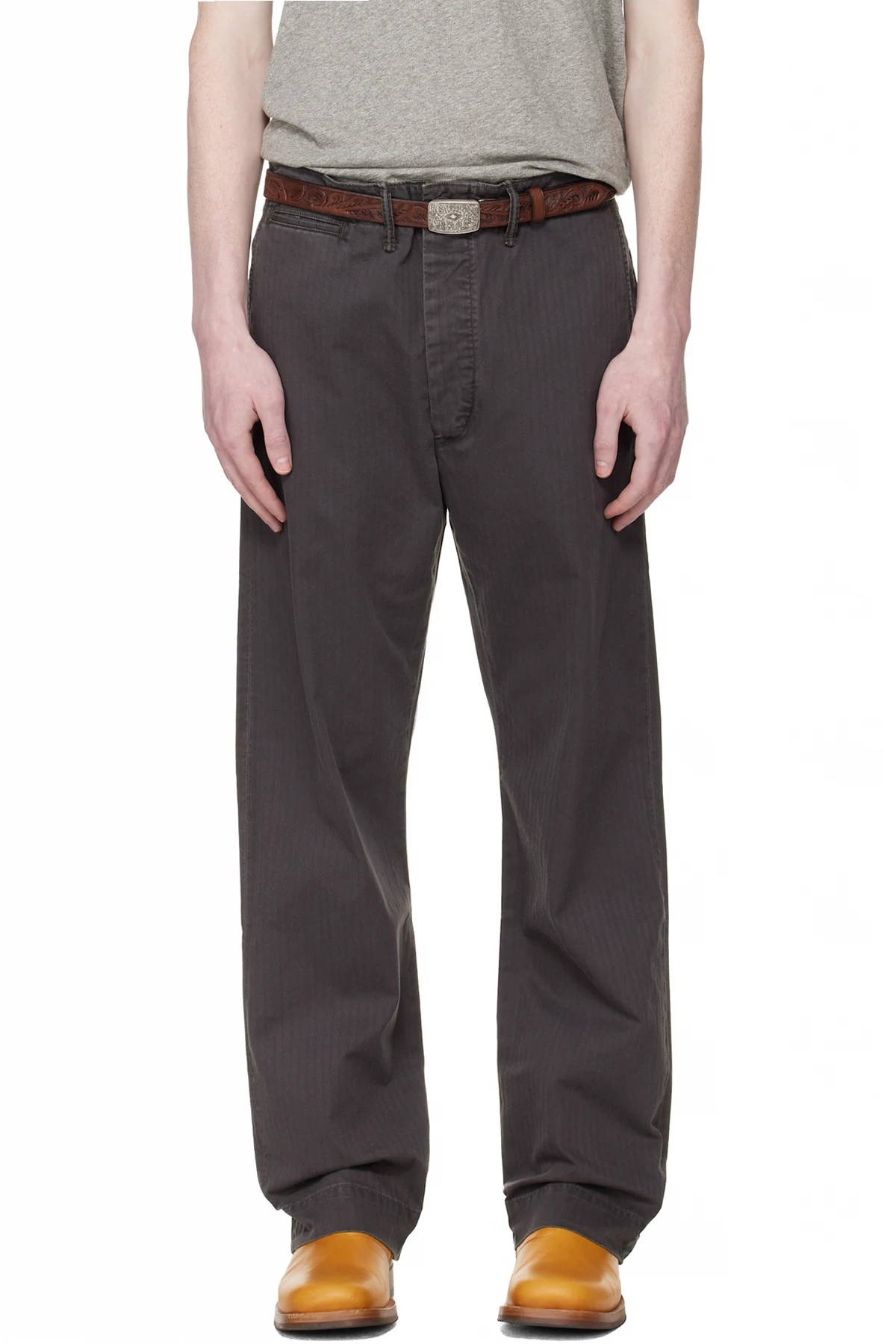 Gray Herringbone Twill Field Trousers