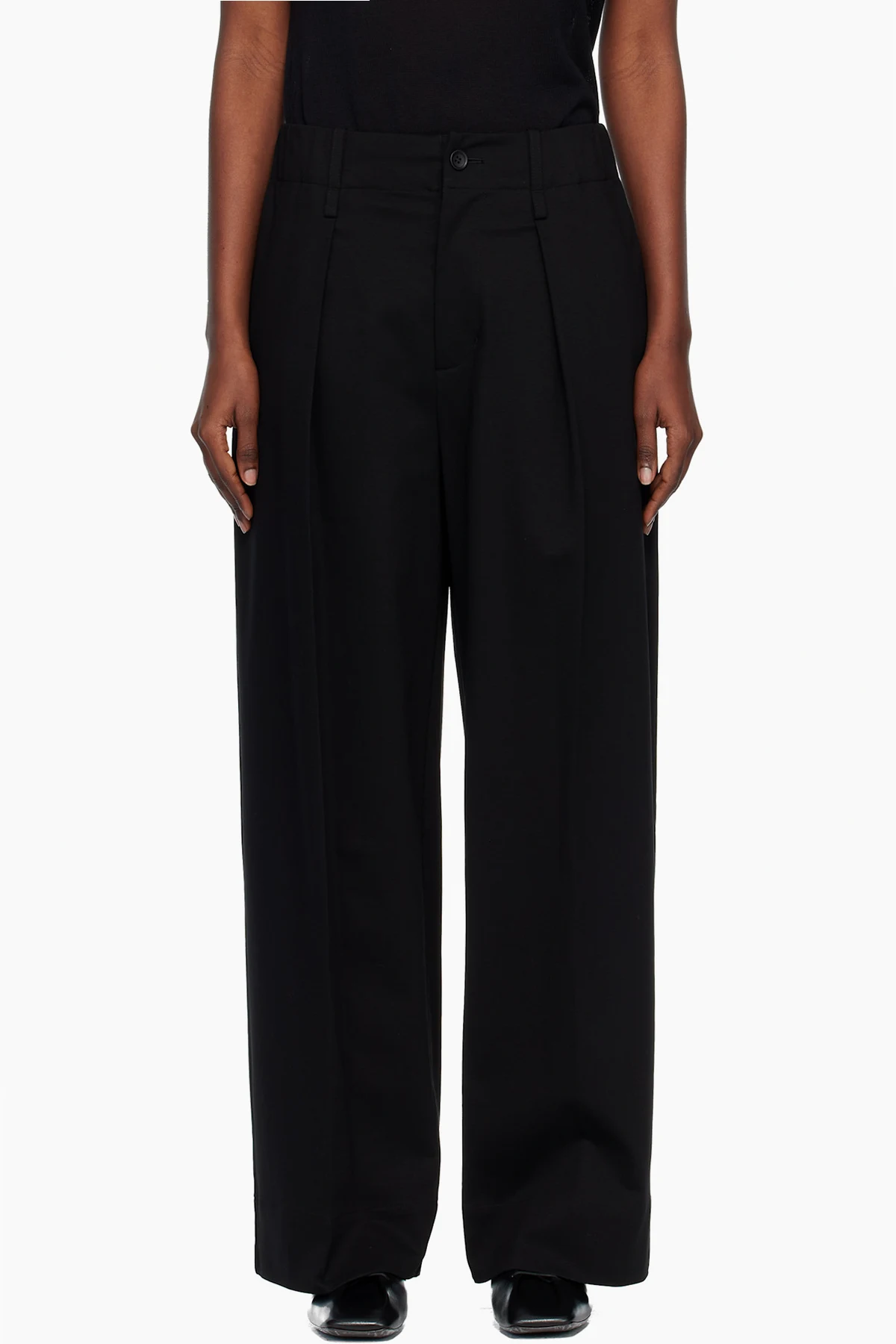 Black Simple Ensemble Trousers