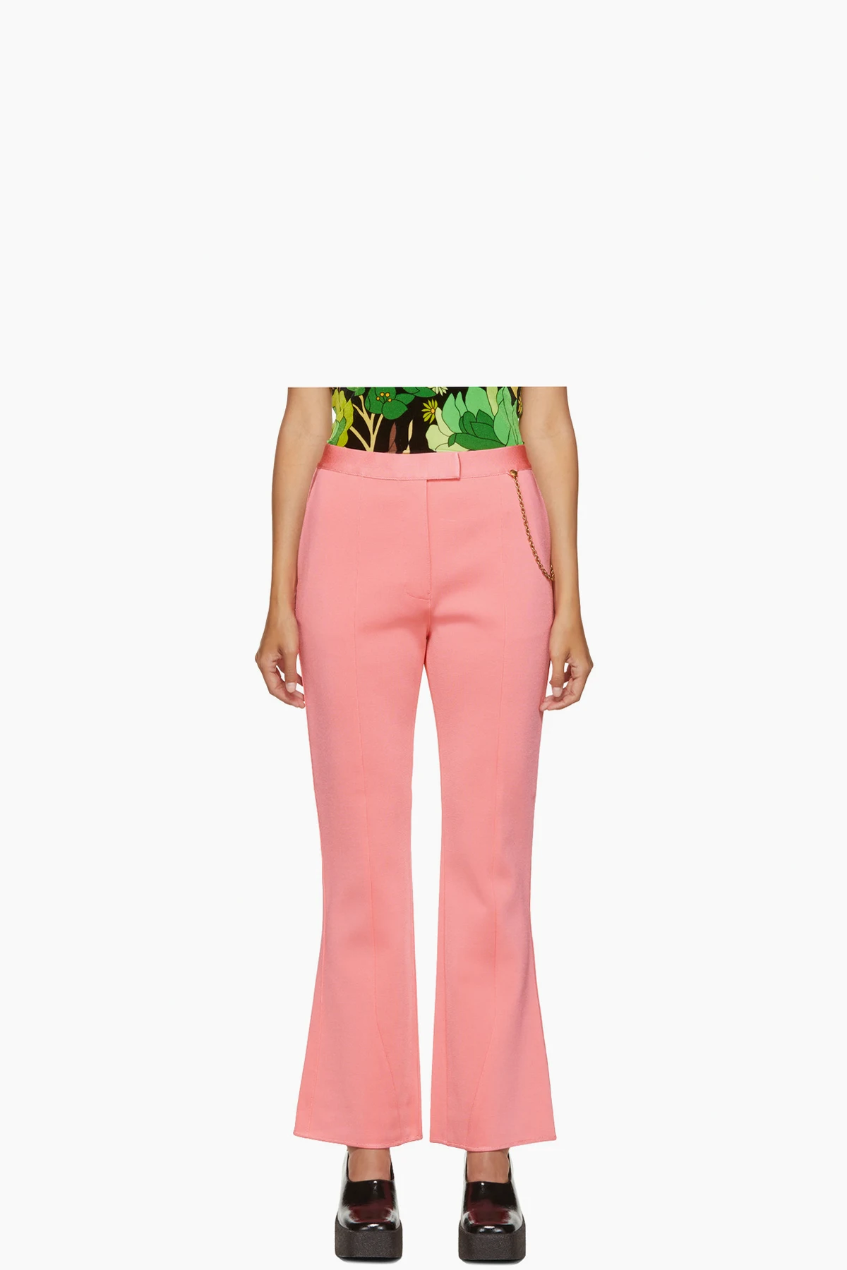 Pink Chain Flared Trousers