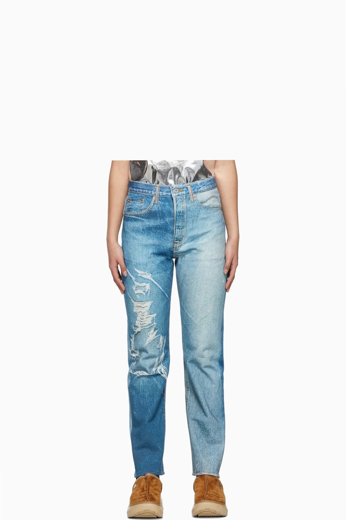 Blue Photo Print Jeans