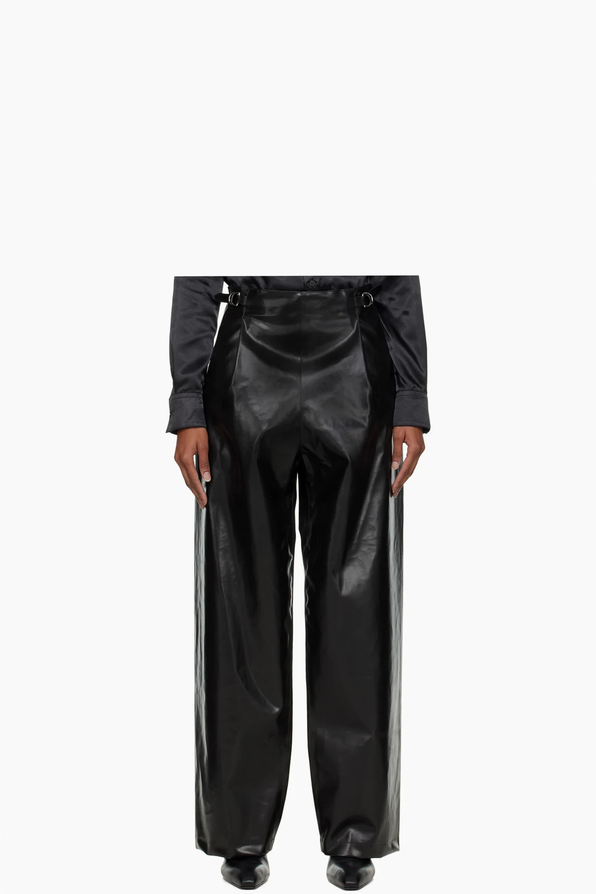 Black Sailor Faux-Leather Trousers
