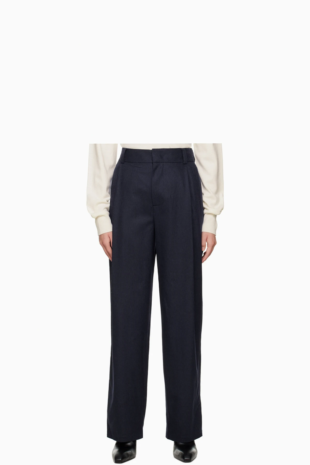 Navy Wide-Leg Trousers