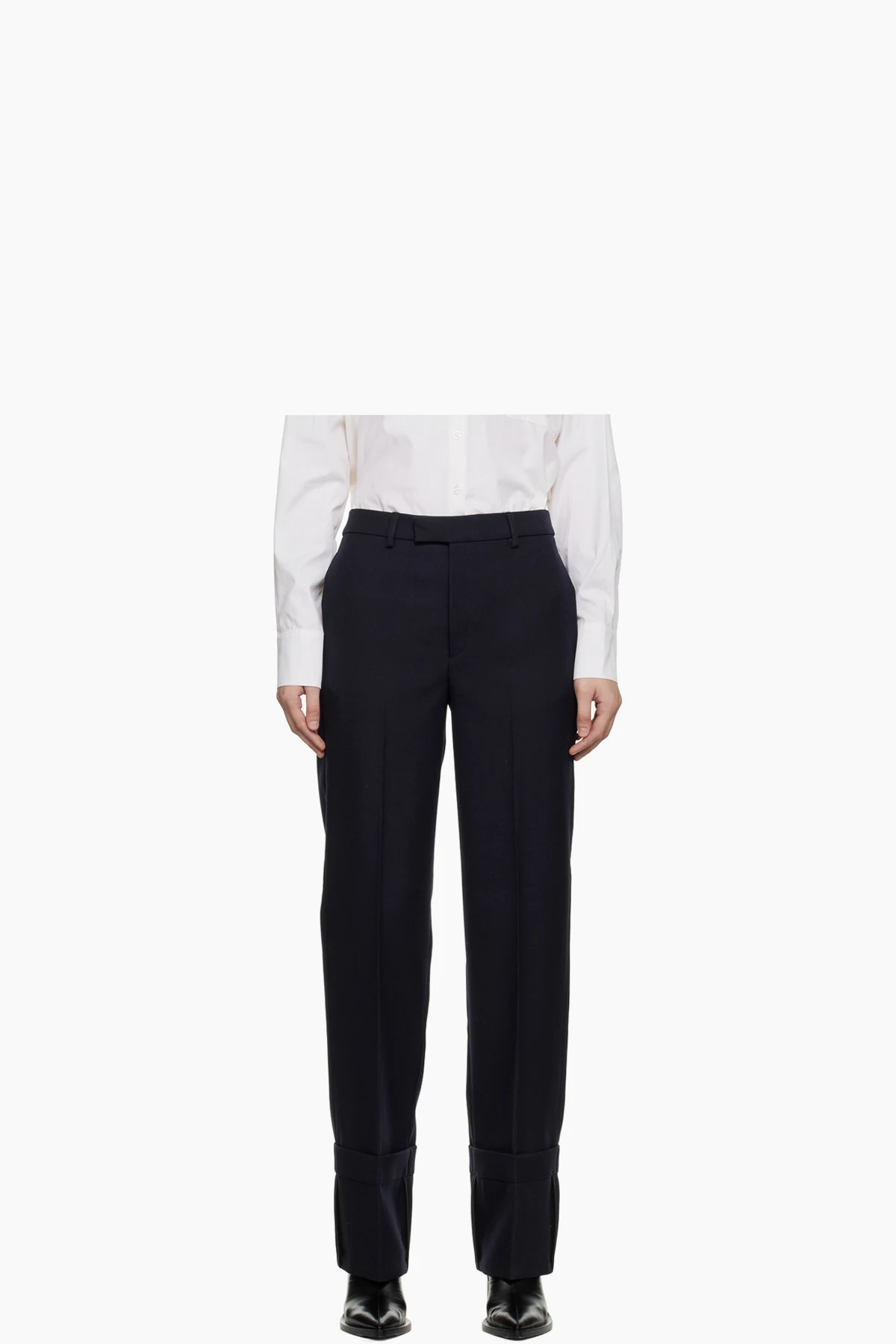 Navy Fold Up Trousers