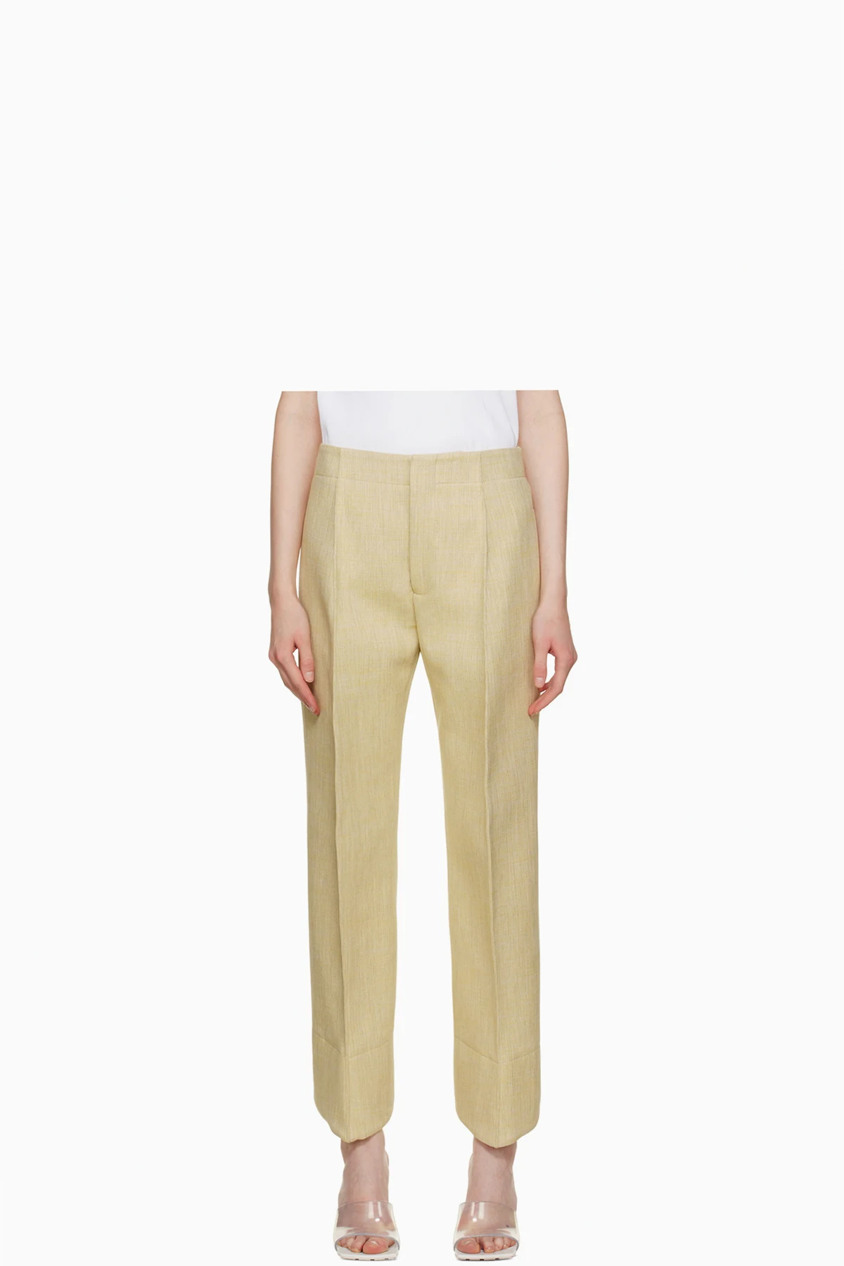Beige Curved Trousers