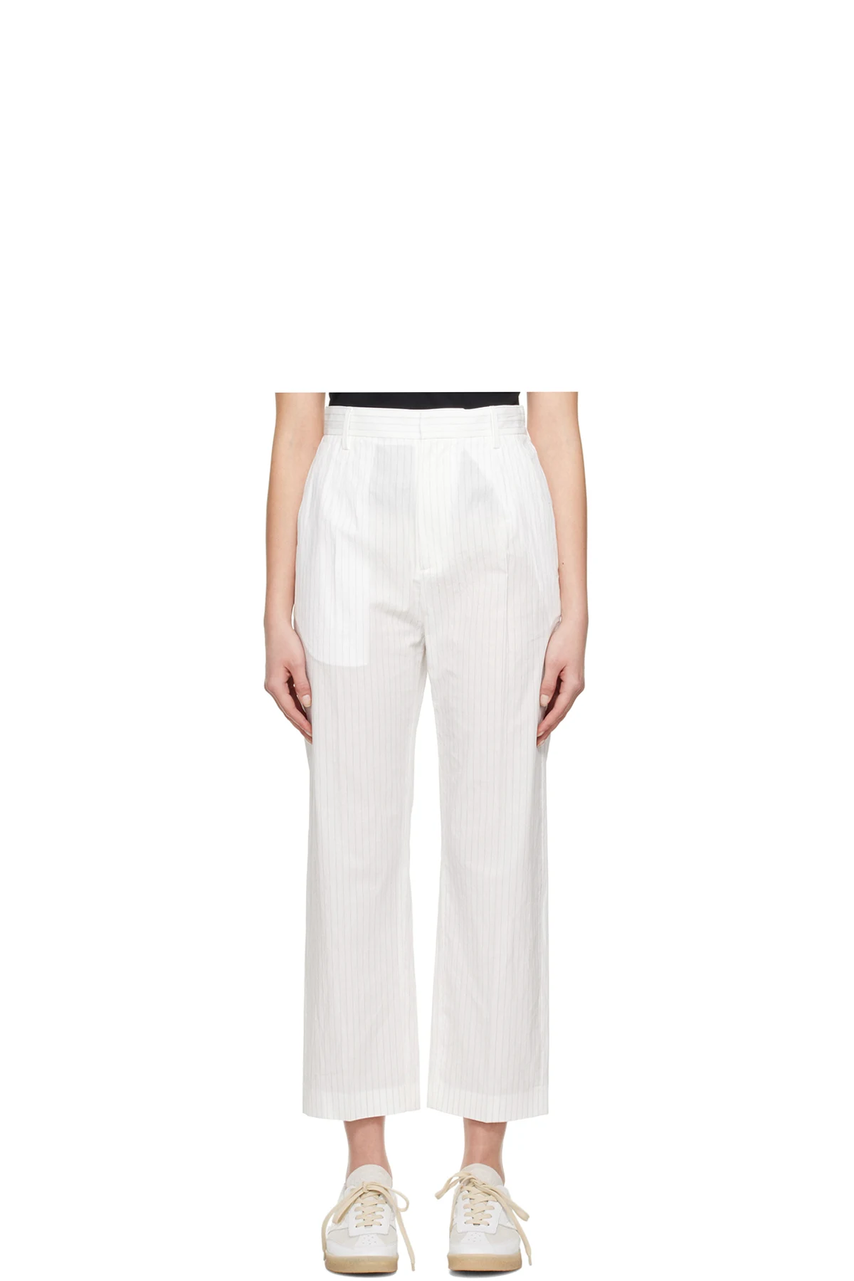 White Pinstripe Trousers