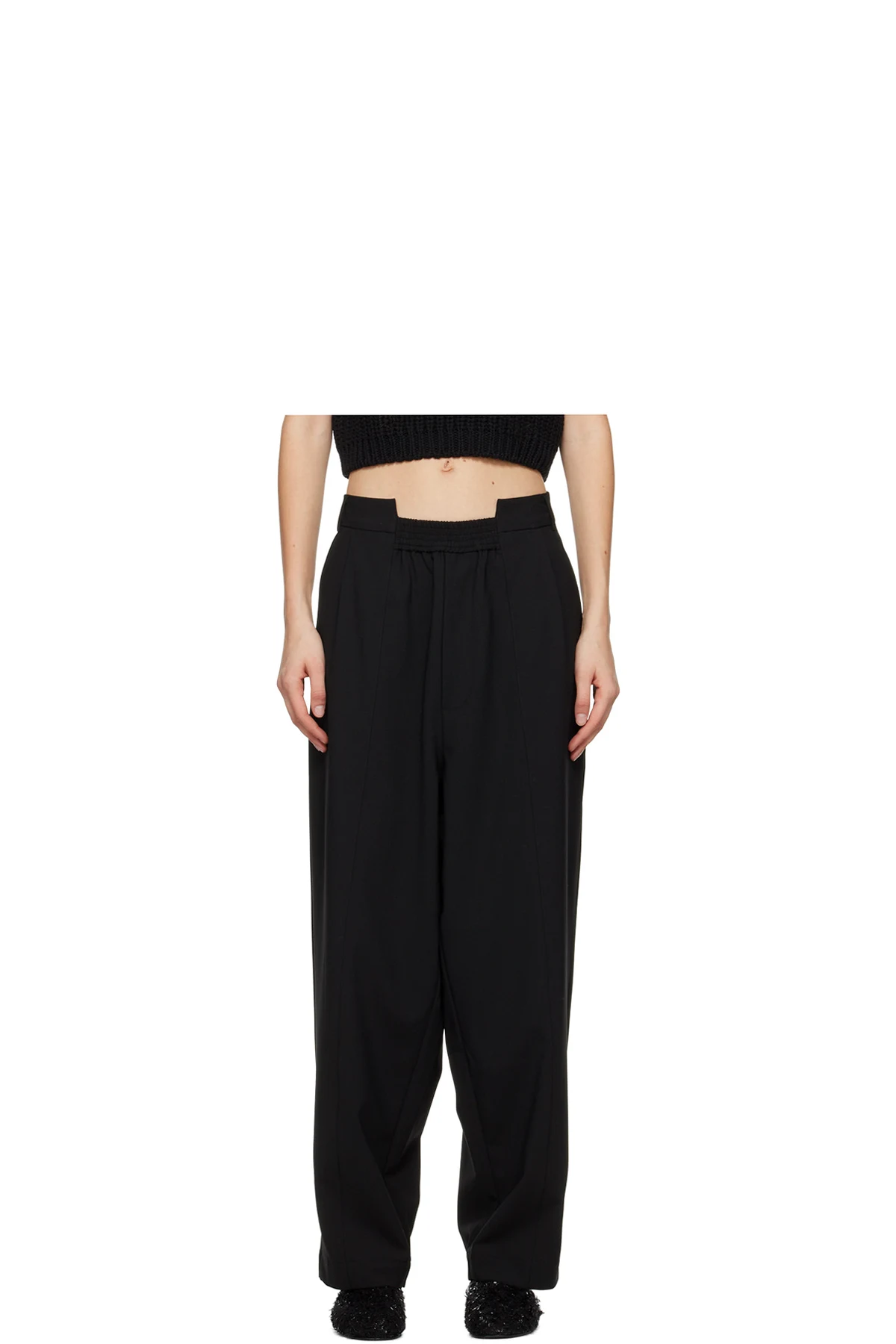 Black Asymmetric Straight Trousers
