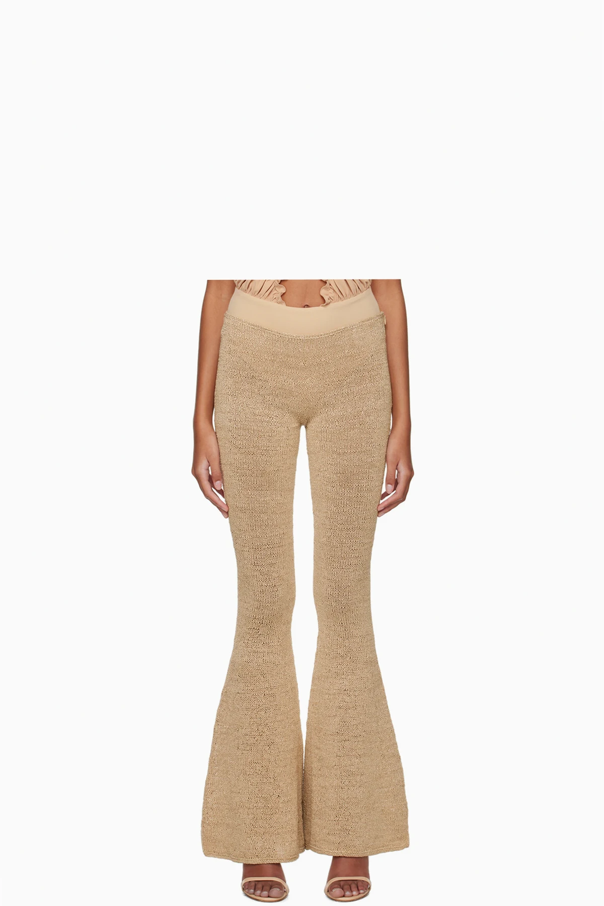 Beige Flared Trousers