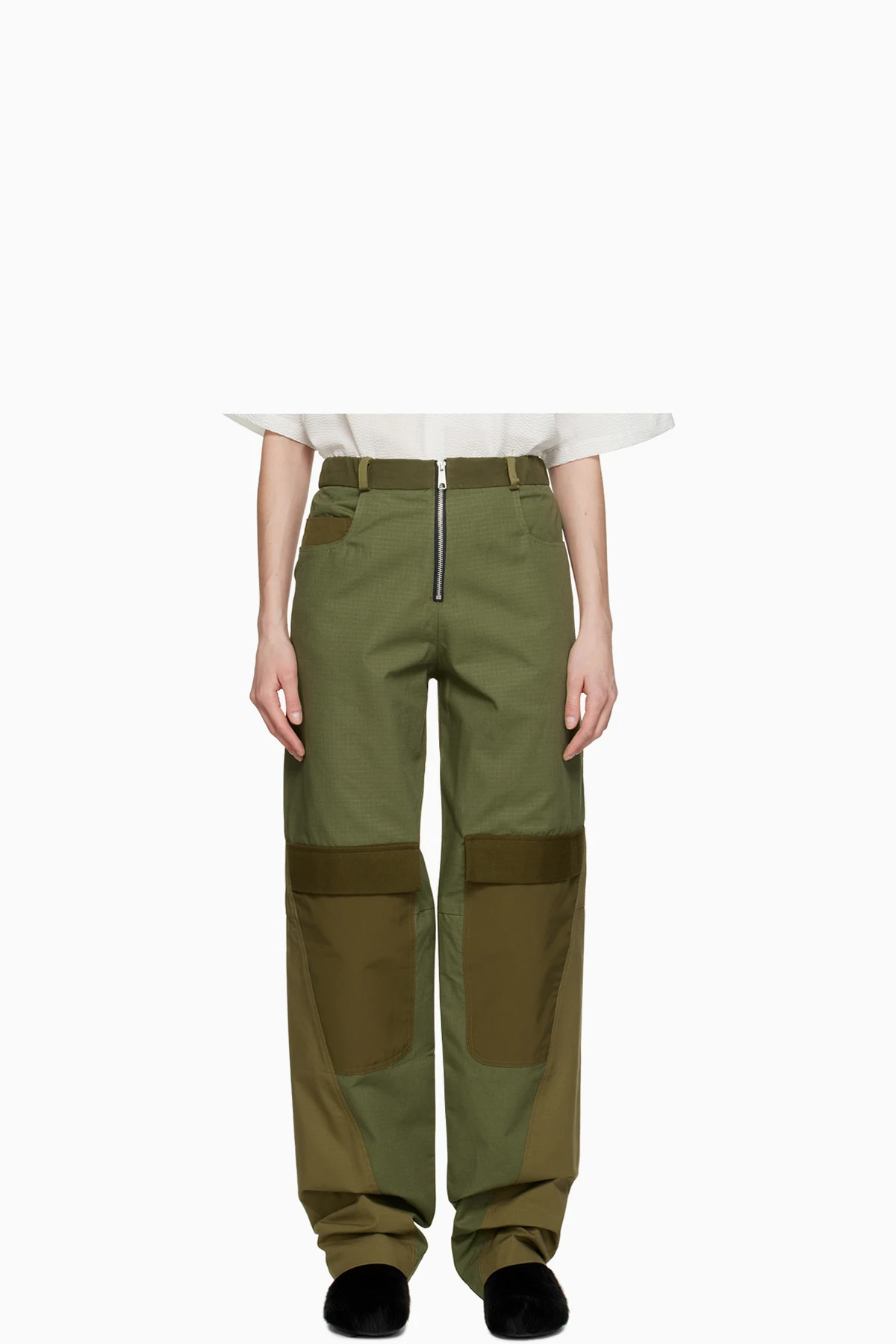 Green Paneled Trousers