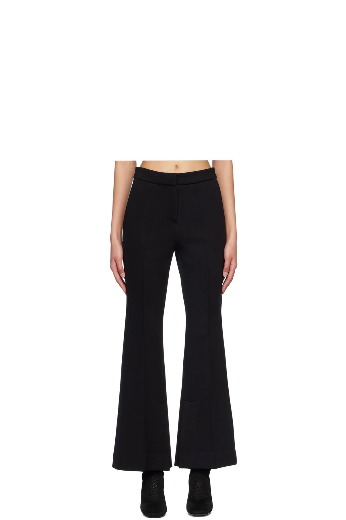 Black Double-Face Flared Trousers