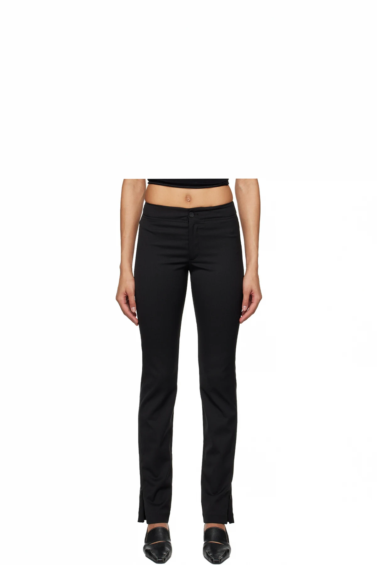 Black Slim Zip Trousers