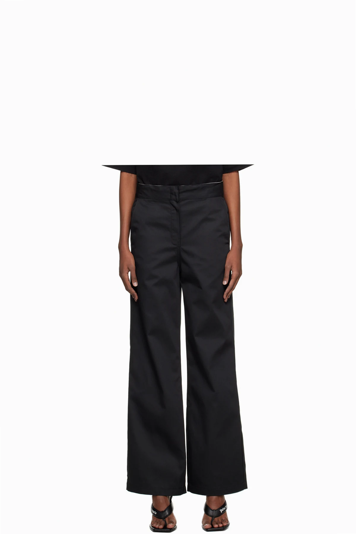 Black Reversed Waistband Trousers