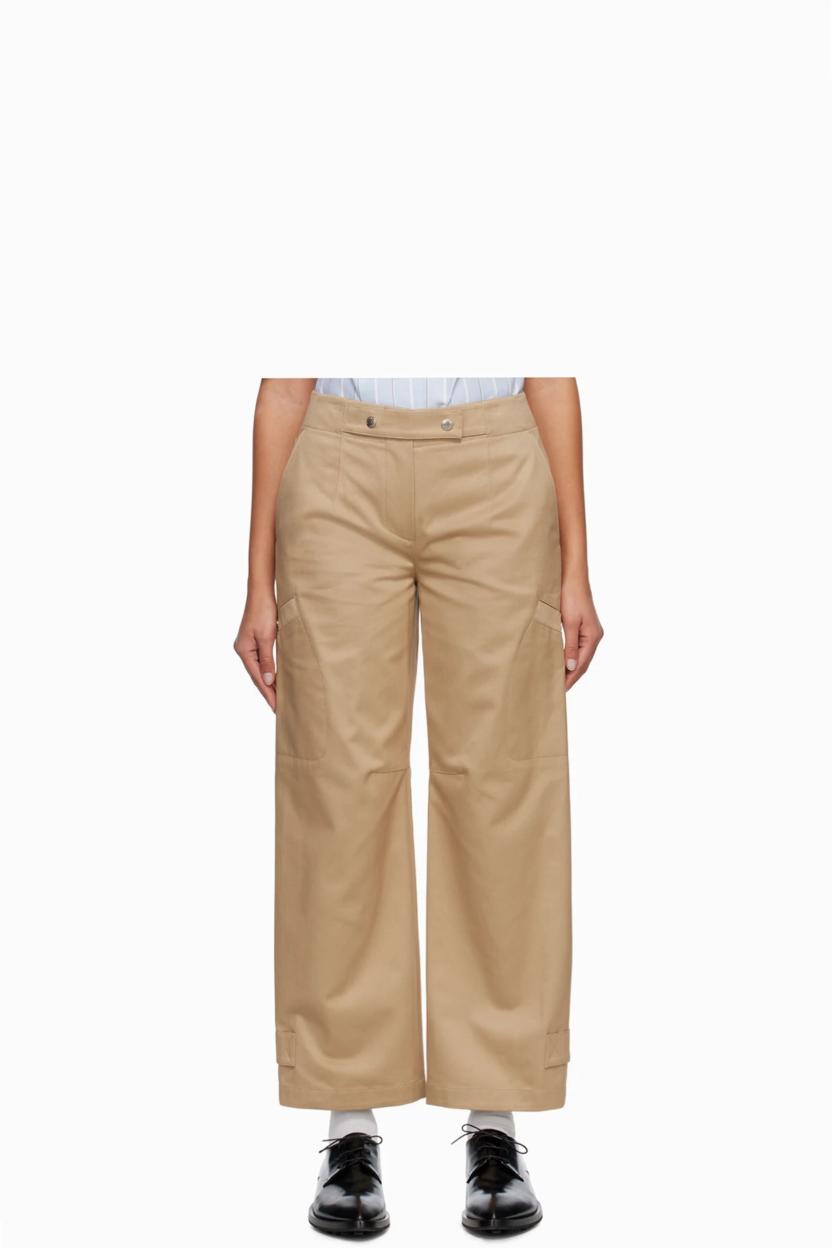Beige Press-Stud Trousers