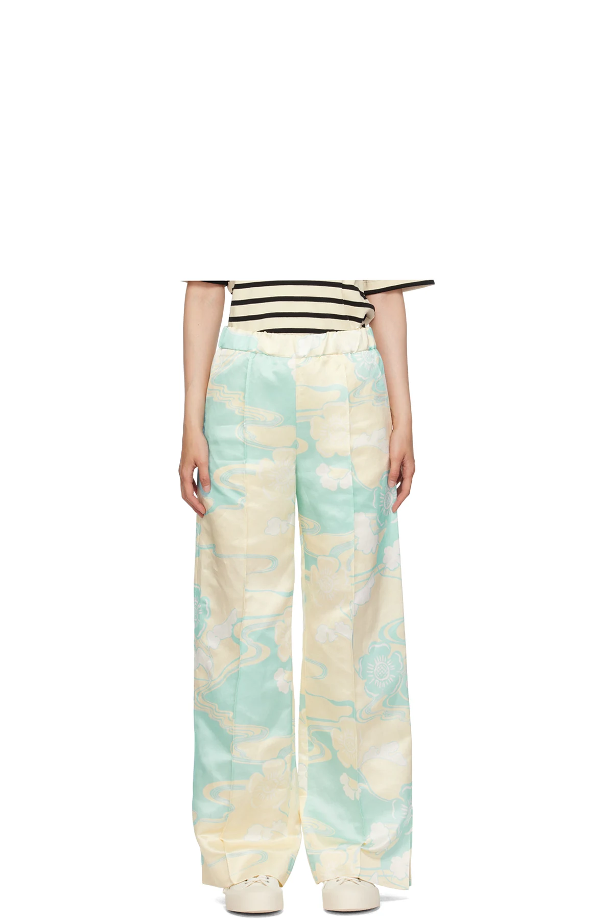 Off-White & Blue Graphic Trousers
