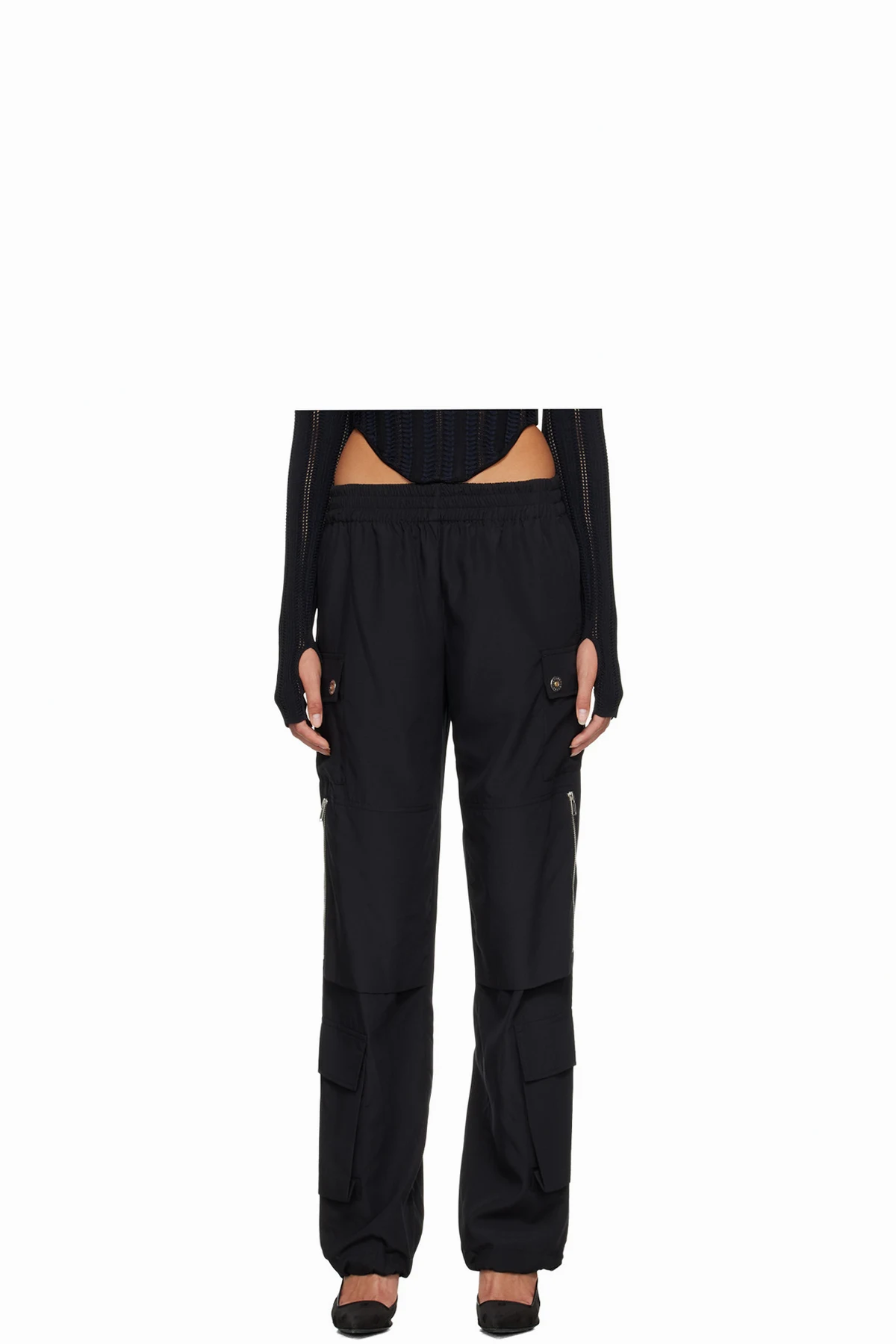 Black Pocket Cargo Trousers