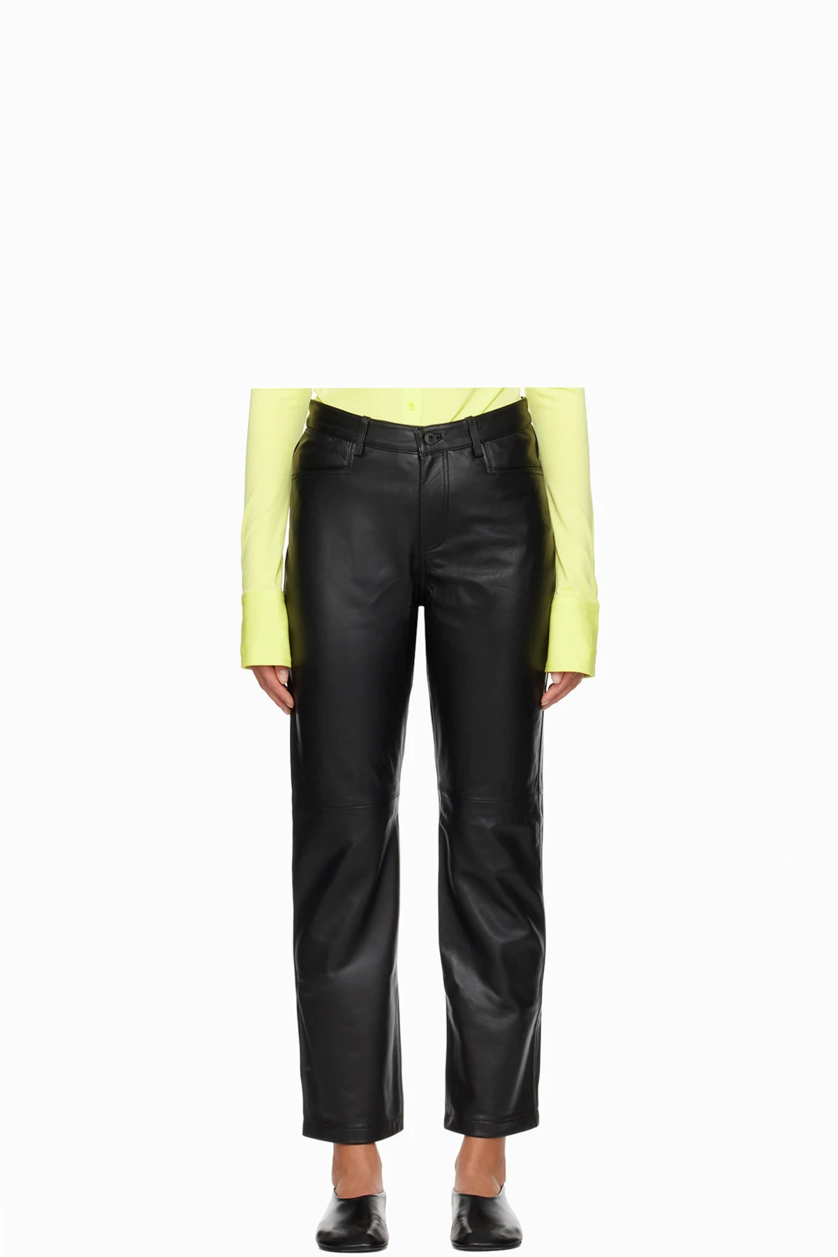 Black Proenza Schouler White Label Straight Leather Pants