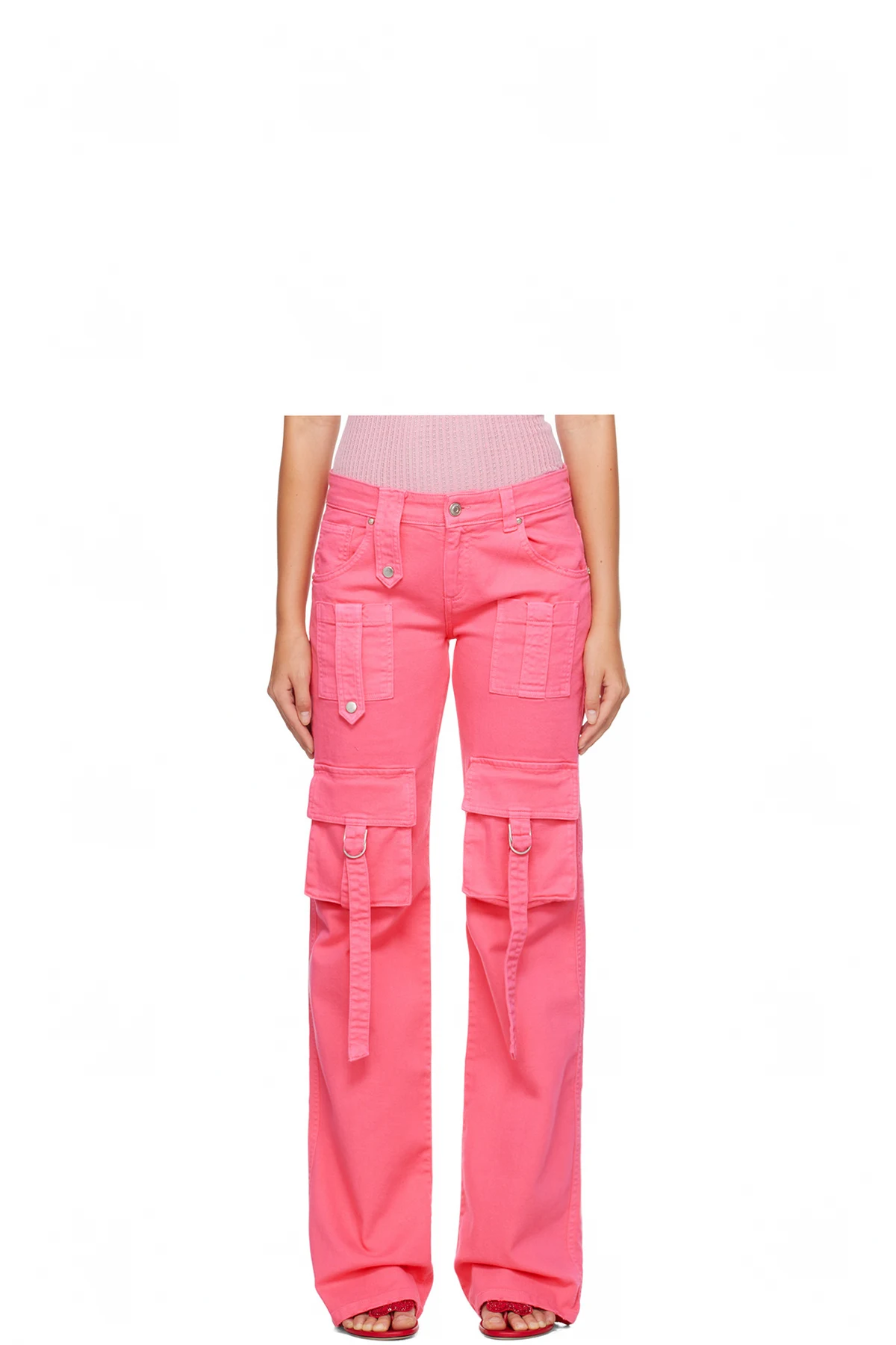 Pink Cinch Strap Cargo Pants