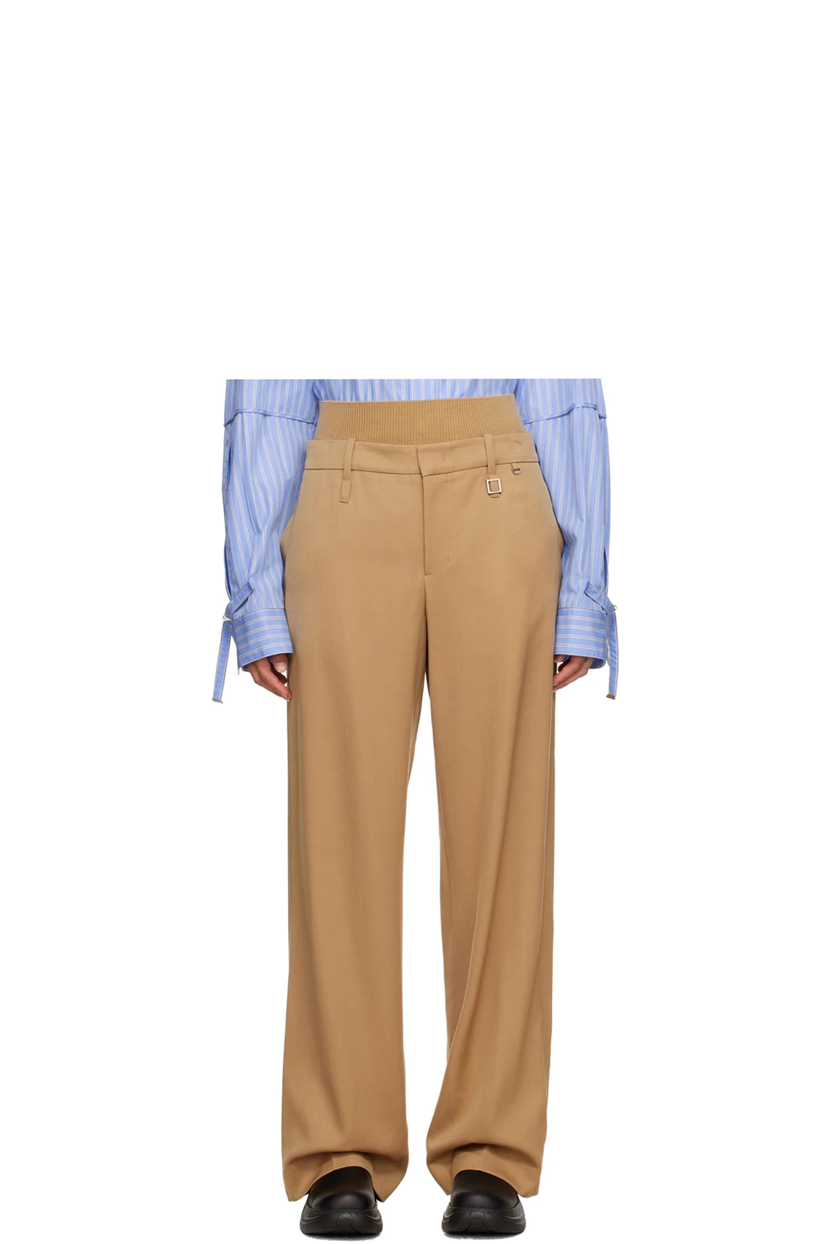 Beige Paneled Trousers