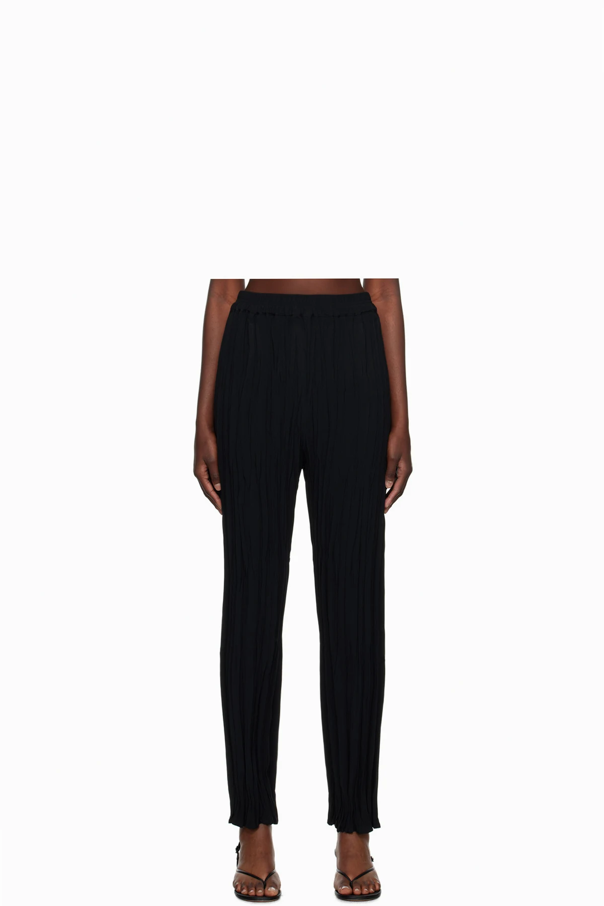 Black Maisie Plissé Trousers