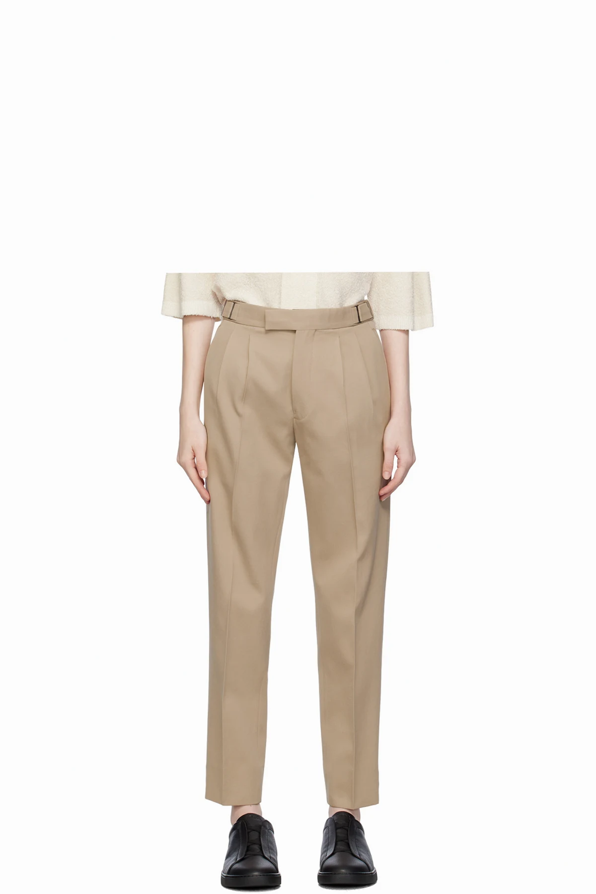 Beige Pleated Trousers