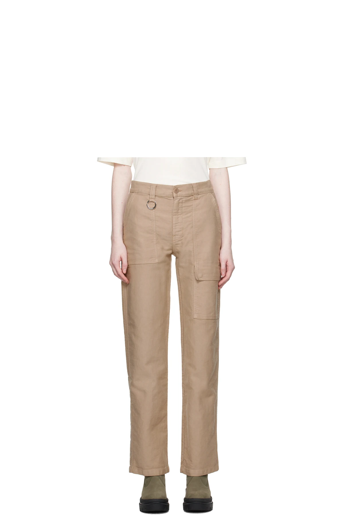 Beige Gravure Trousers