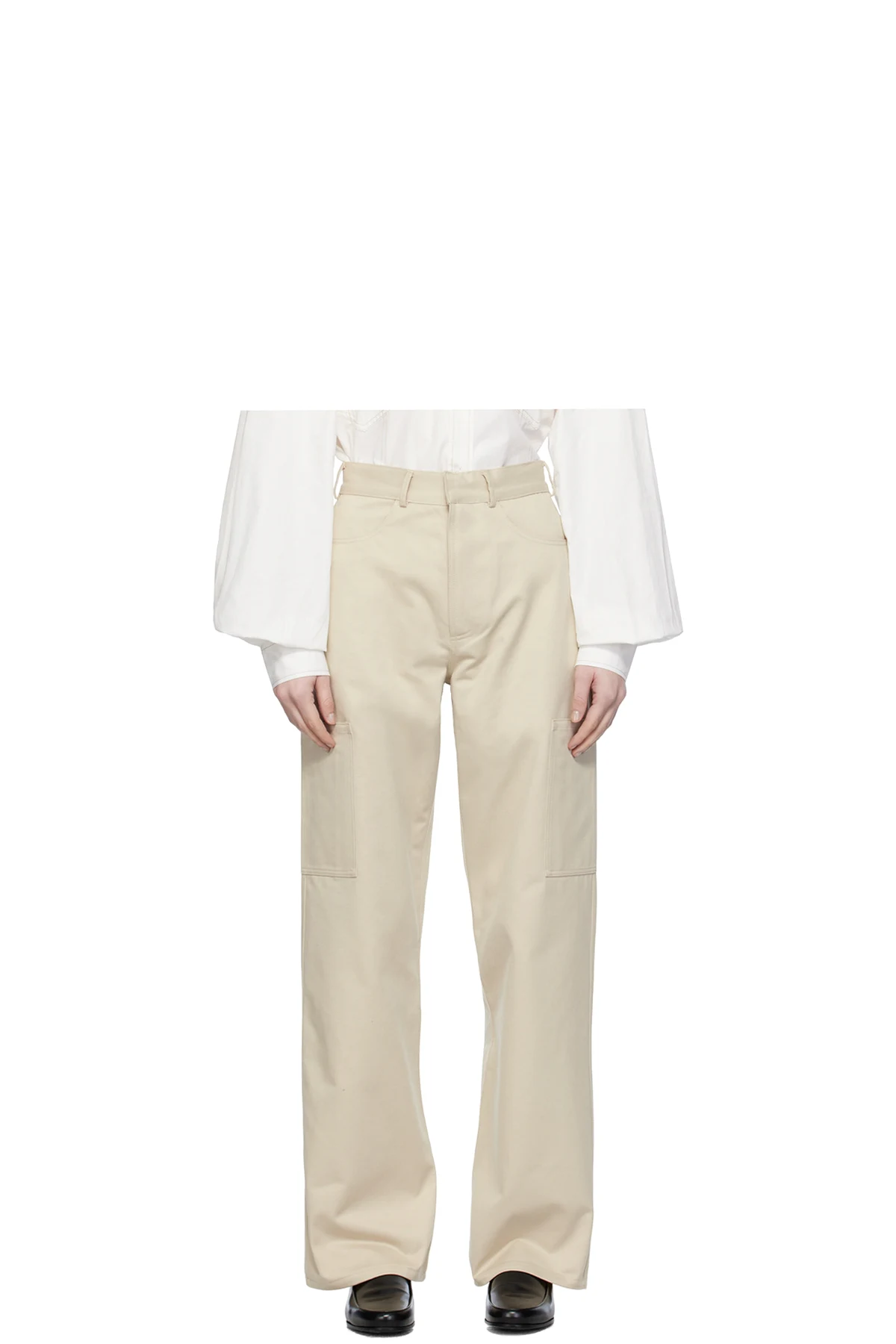 Beige Patch Pocket Trousers