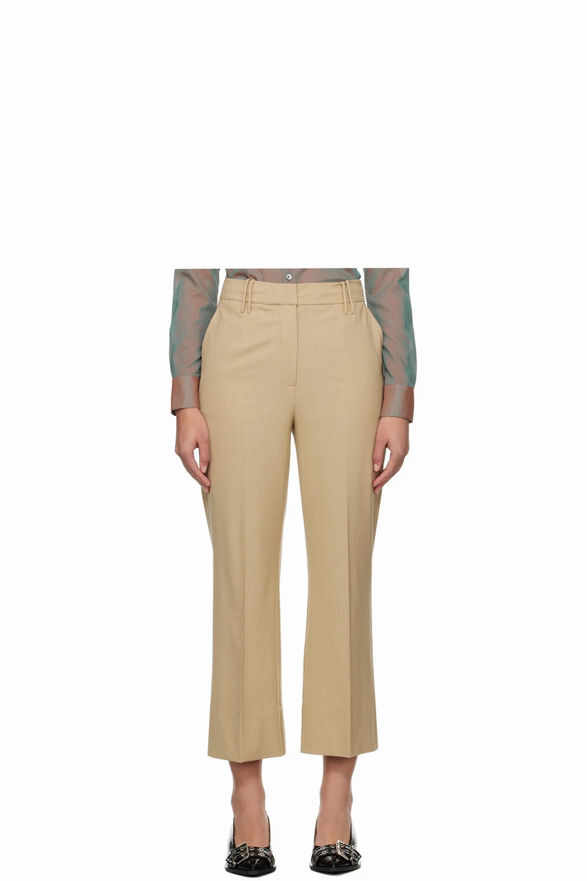Beige Cropped Trousers
