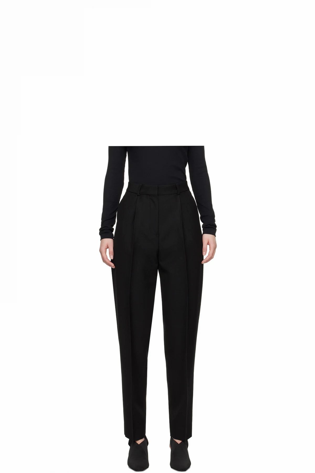 Black Single-Pleat Trousers
