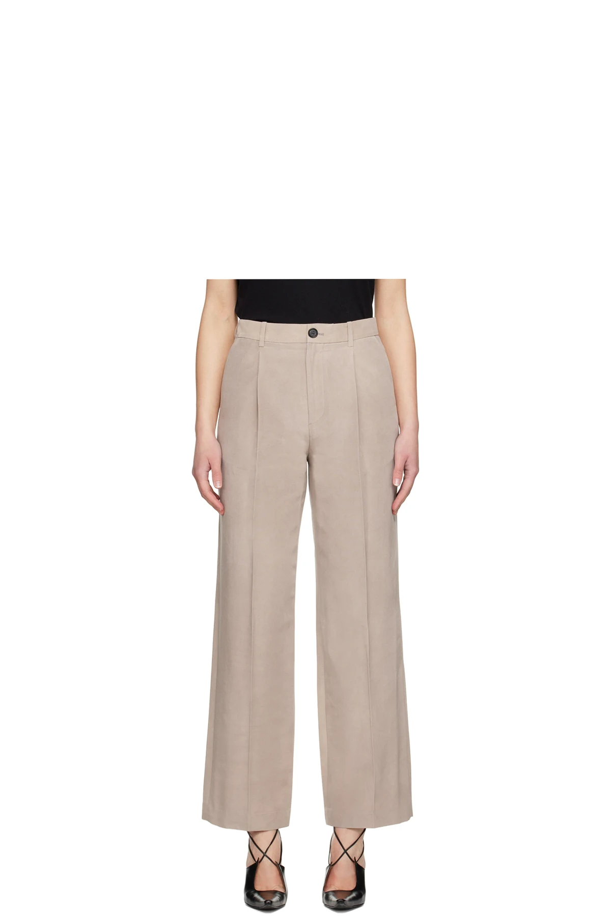 Beige Creased Trousers