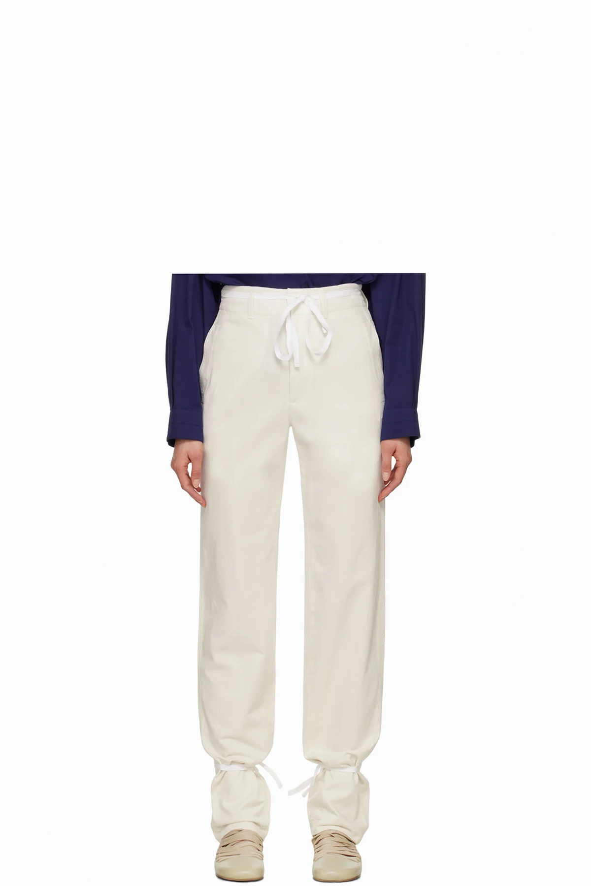 White Straight Trousers