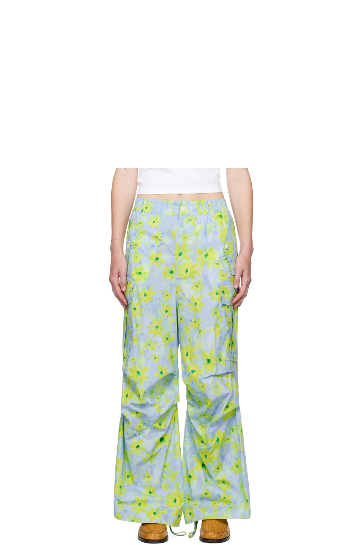 Blue Floral Cargo Pants