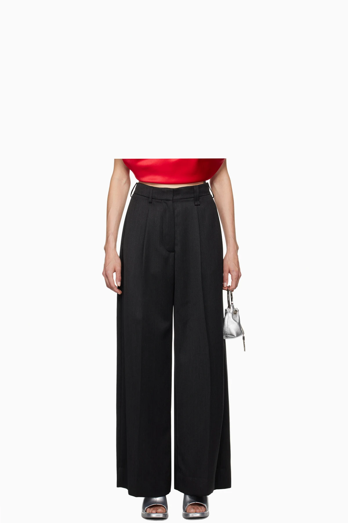 Gray Furry Welt Pocket Trousers