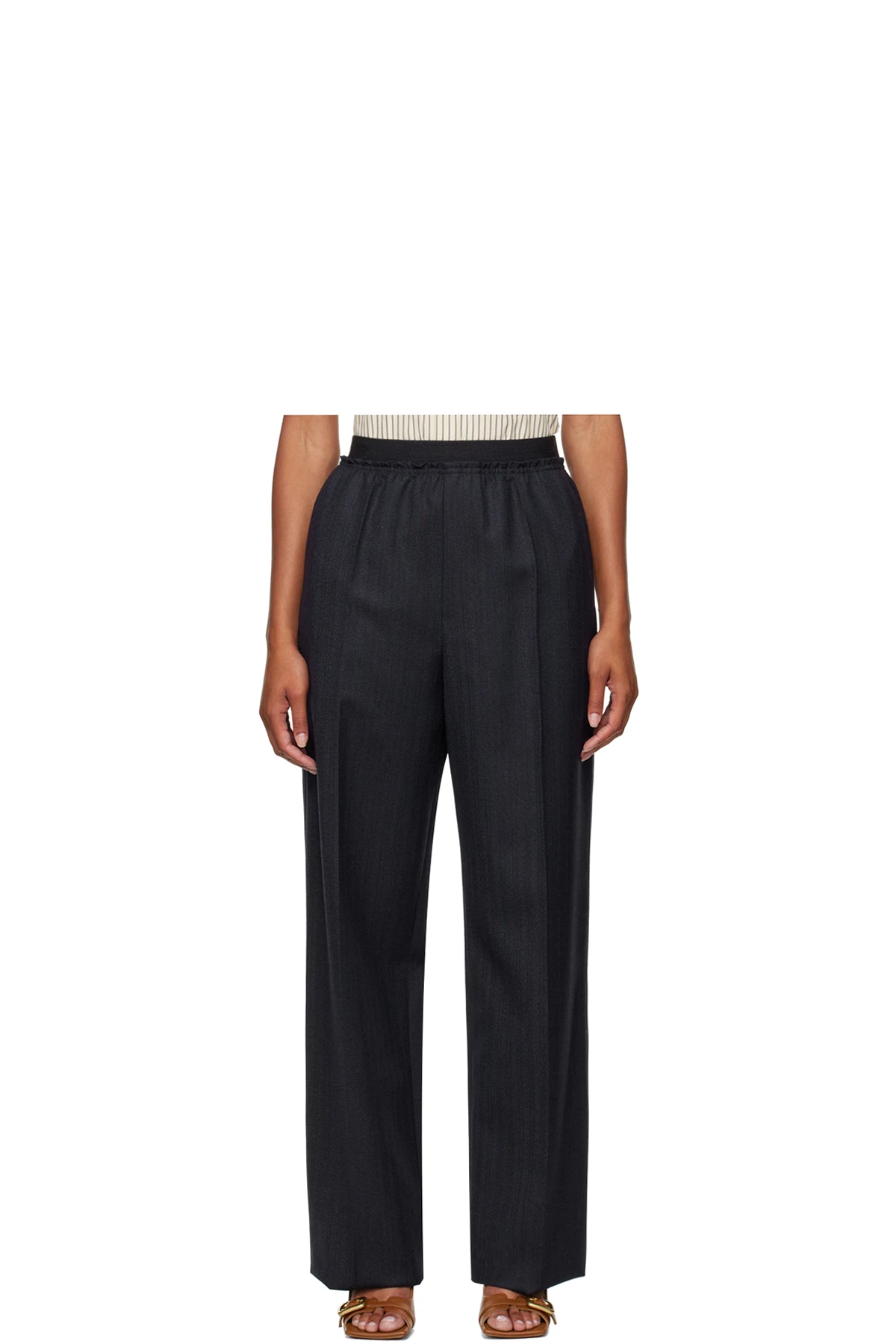 Navy Gathered Trousers