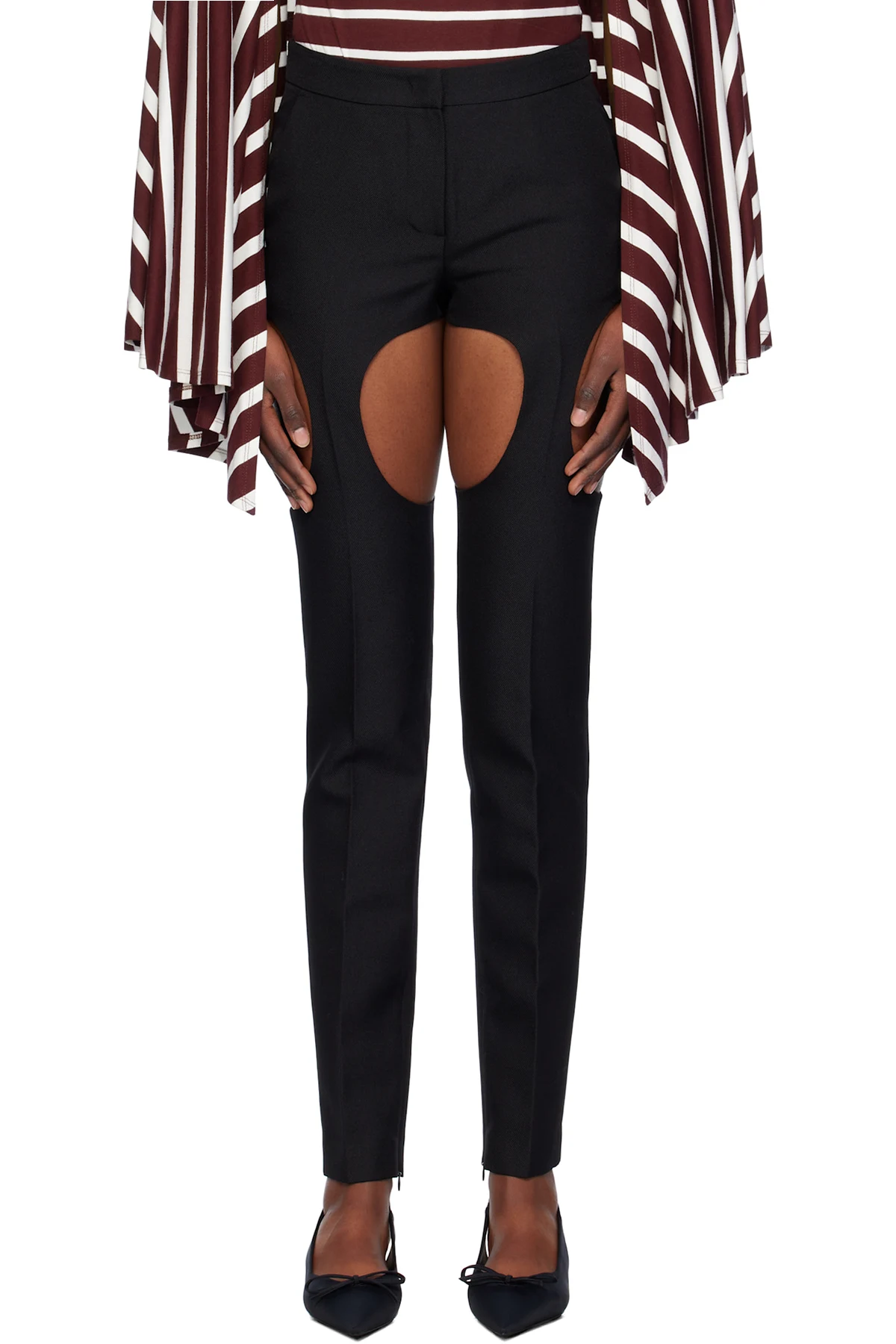 Black Cutout Point Skinny Trousers