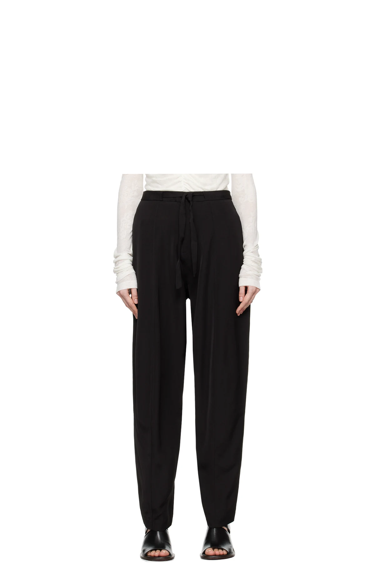 Black Evening Belted Trousers