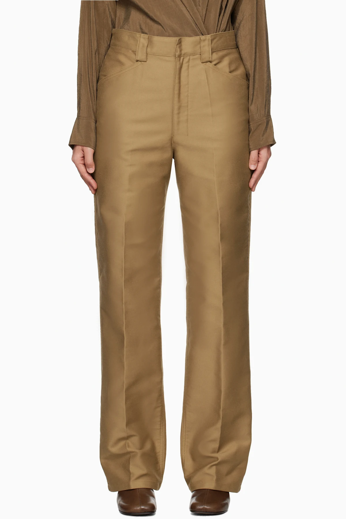 Tan Straight Trousers