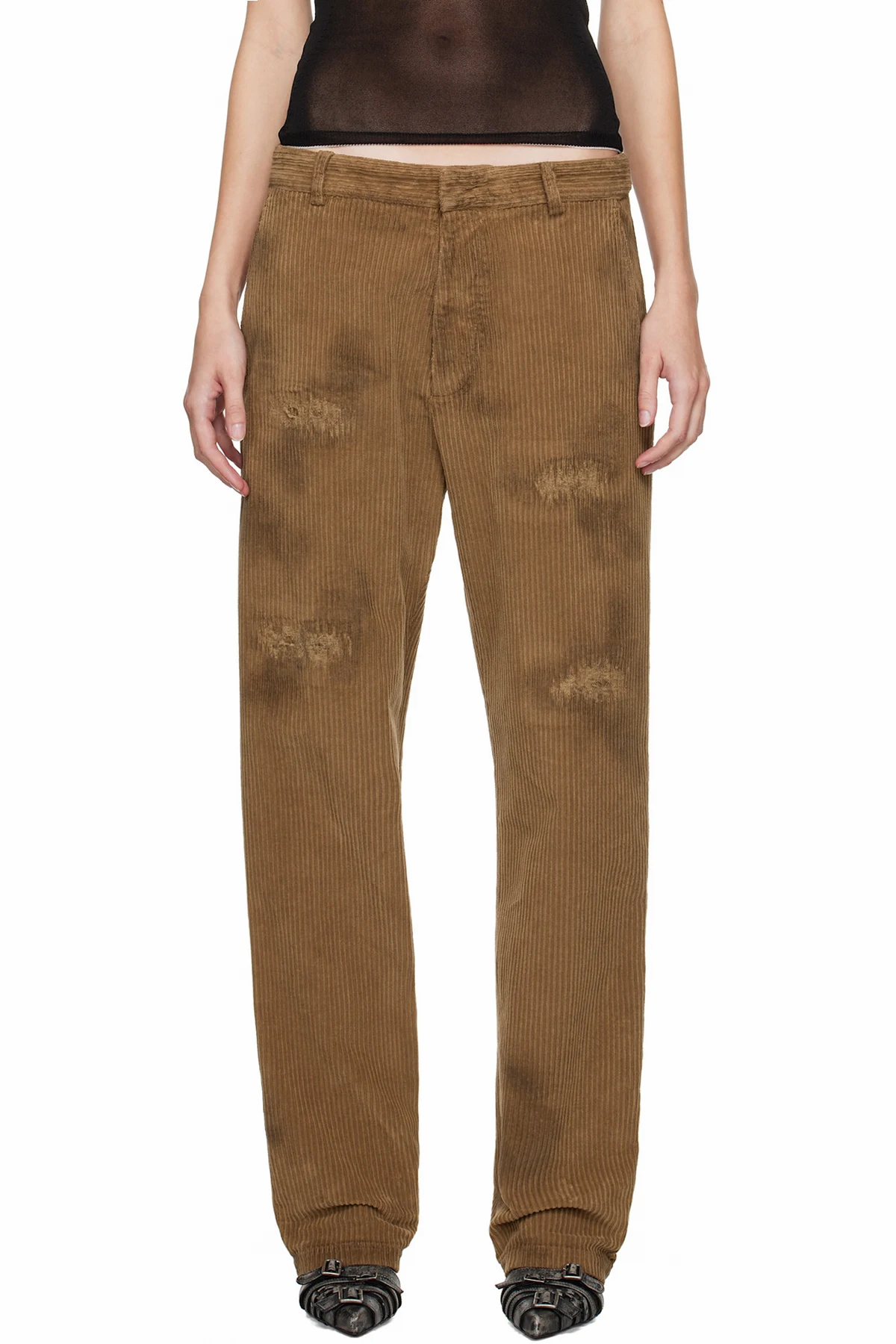 Brown Dean Distressed Corduroy Trousers