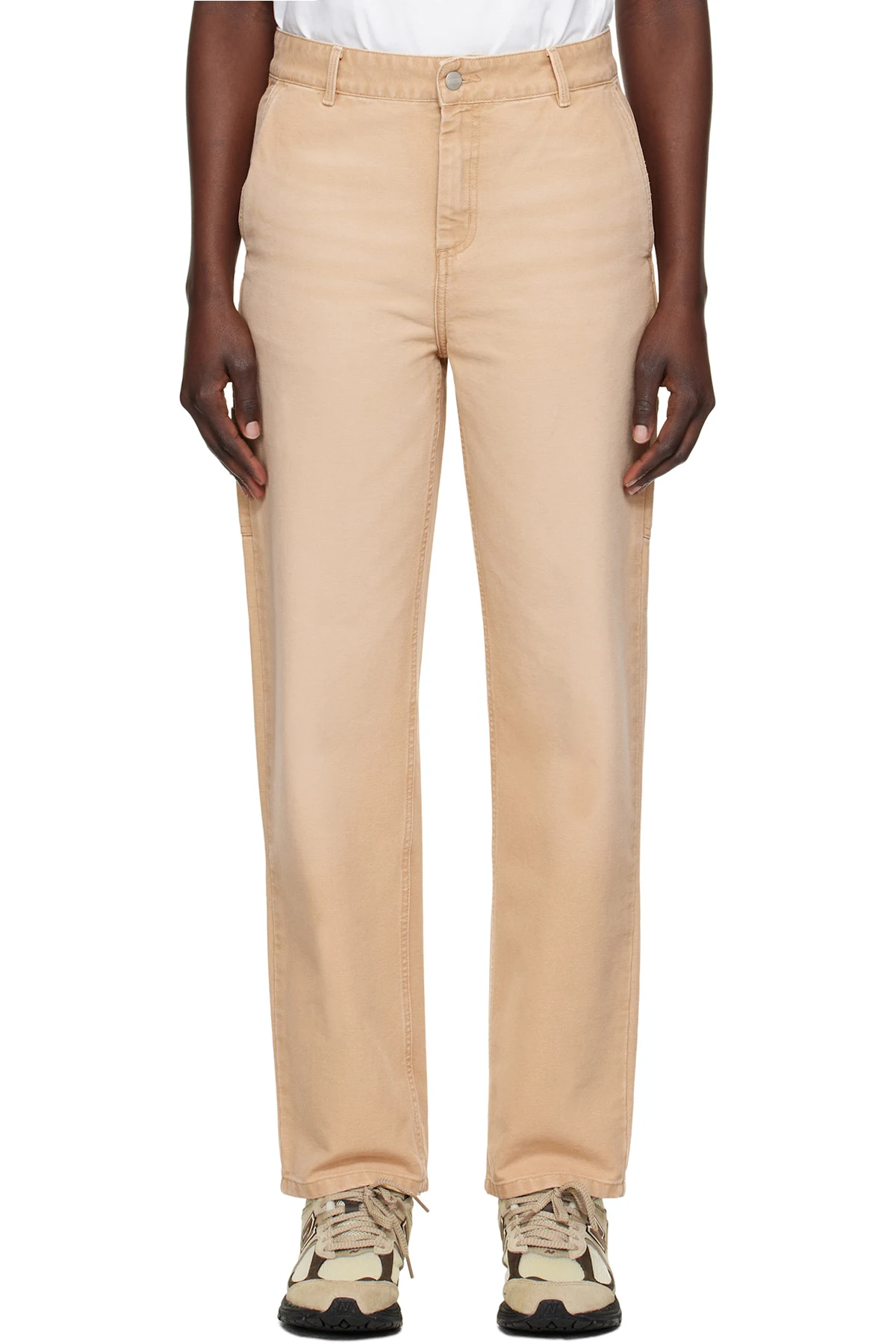 Beige Pierce Straight Trousers