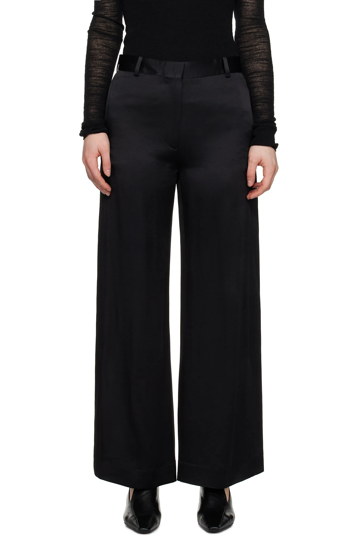 Black Cuff-Slit Trousers
