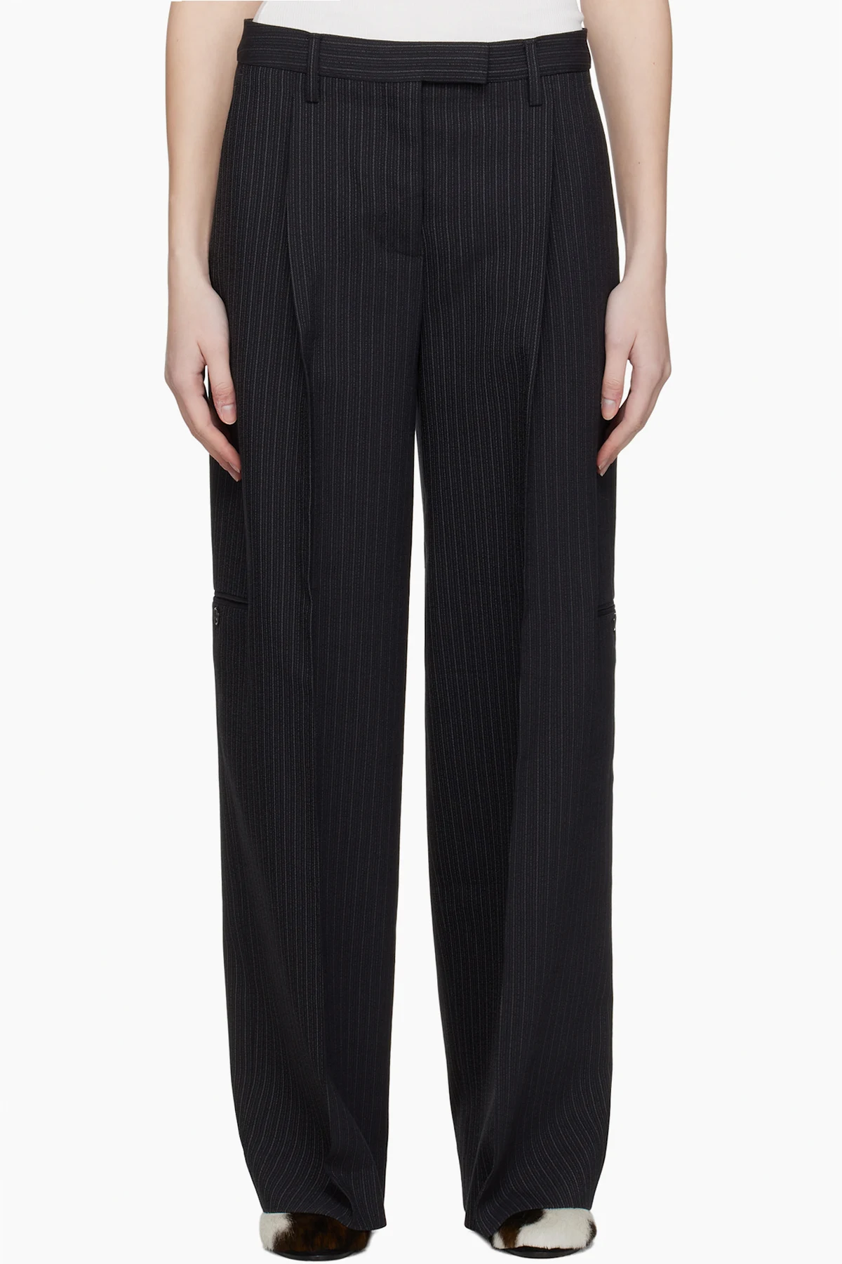 Black Tailored Pinstripe Trousers
