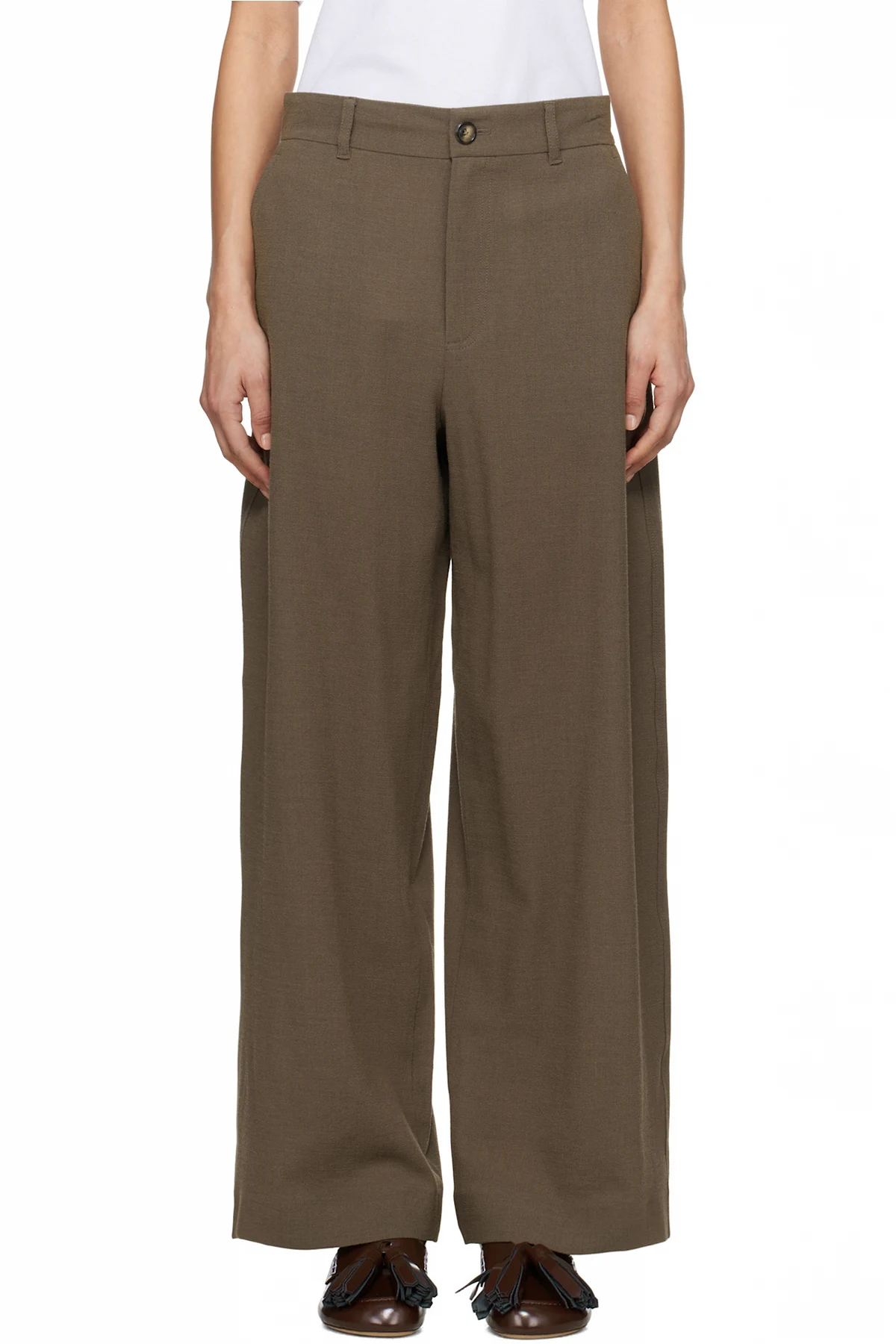 Brown Straight Leg Trousers