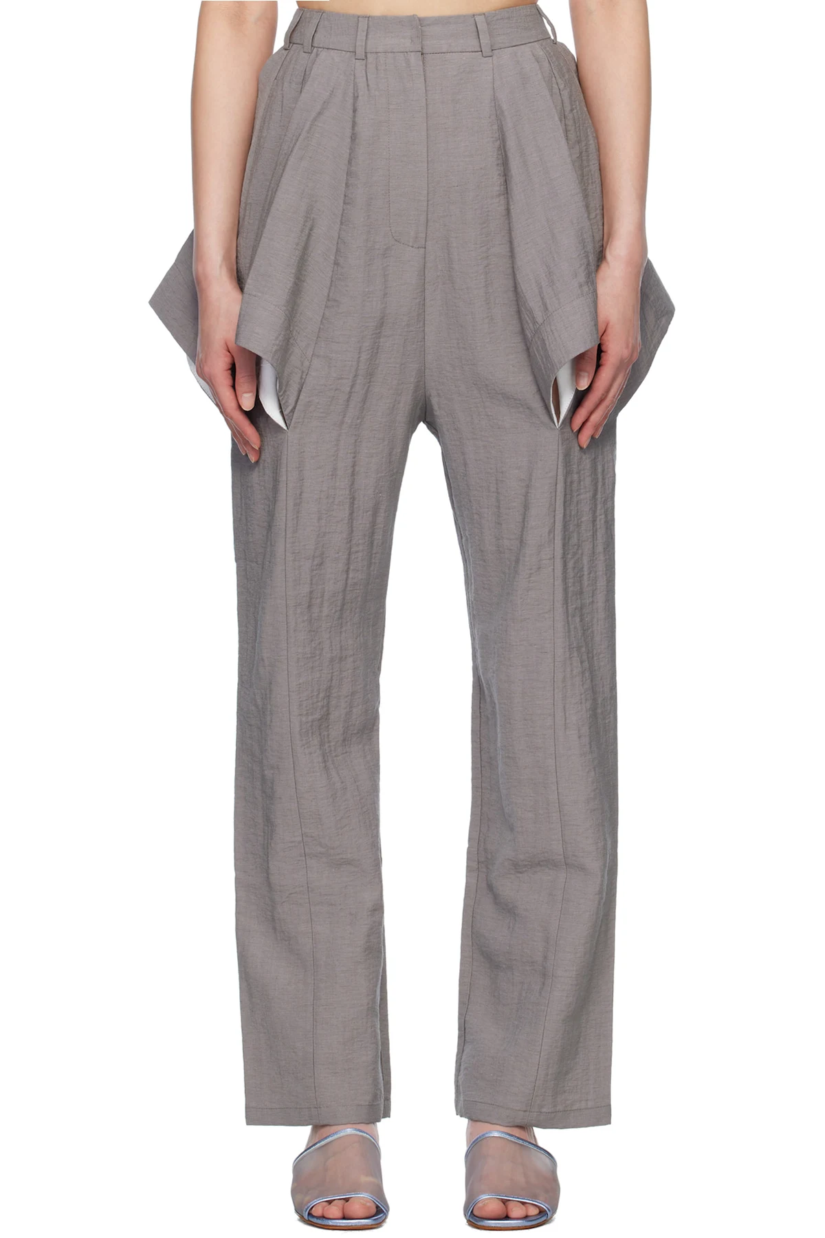 Gray Lazzat Sculptural Trousers