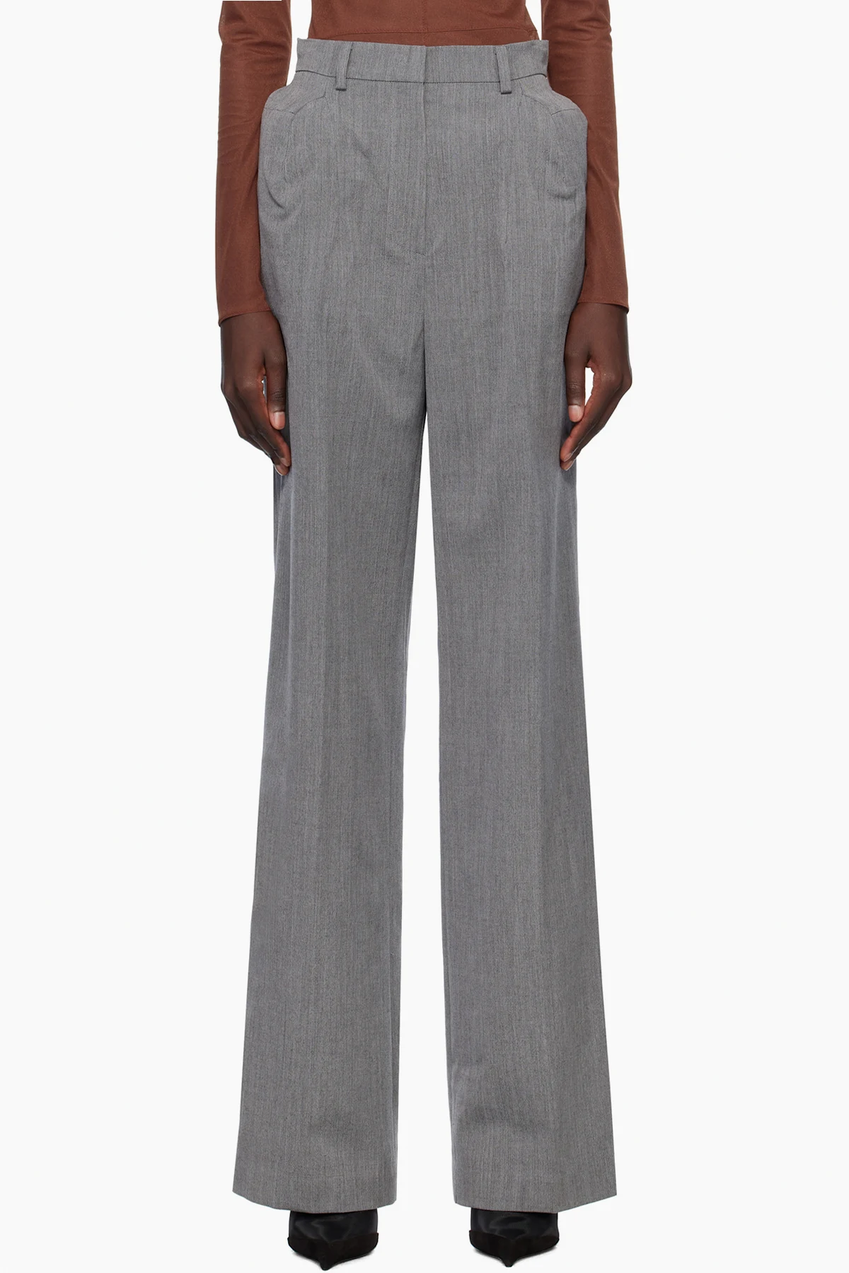 Gray Shoulder Puff Trousers
